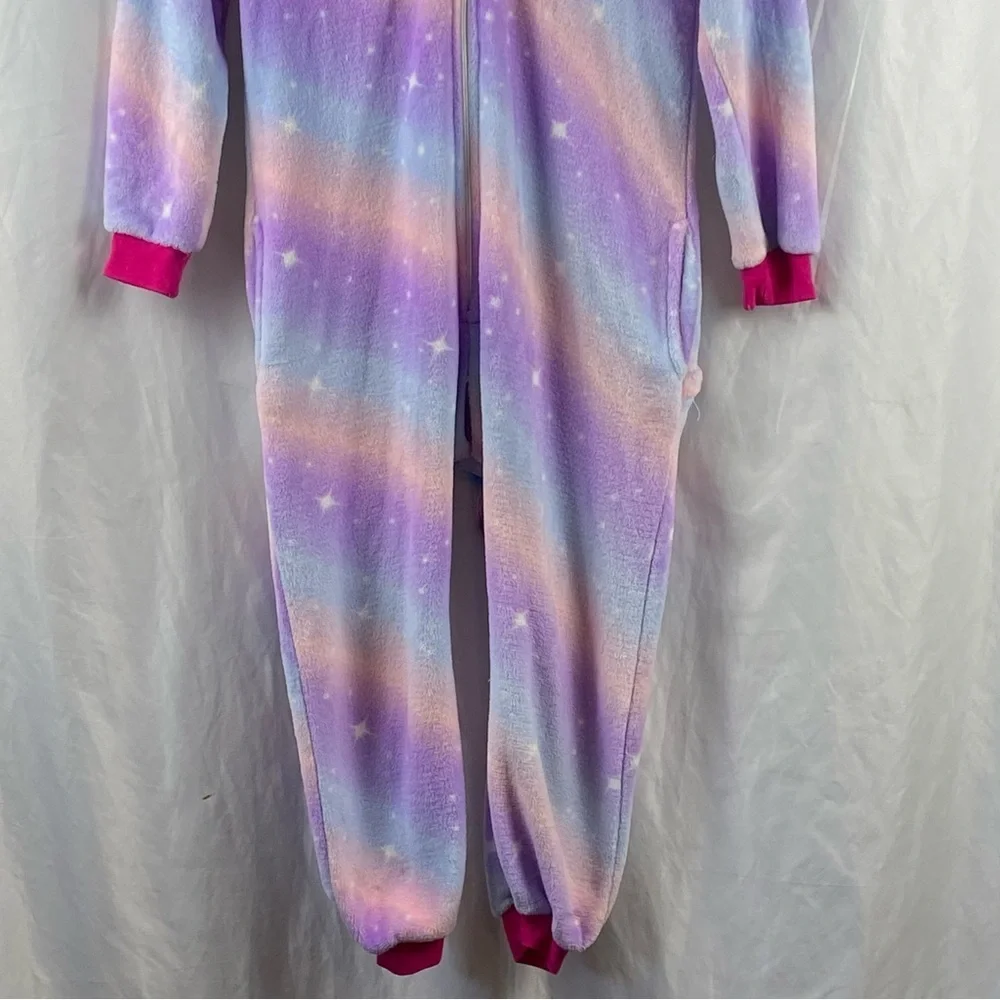 Girl Colorful Unicorn Starry Hooded Onesie Size Medium 7-8